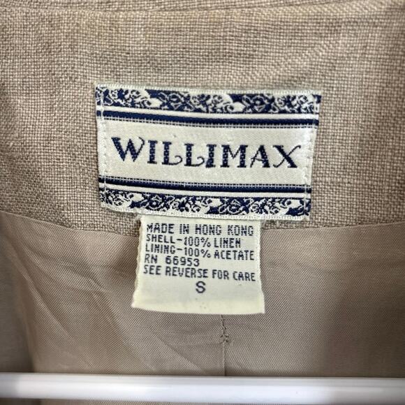 Linen Willimax Neutral Fully Lined Safari Lagenlook Blazer Size Small - Picture 6 of 7